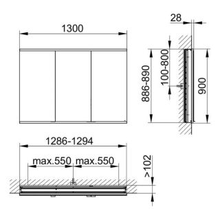 Зеркальный шкаф Keuco Royal Modular 800310131000000 130 см